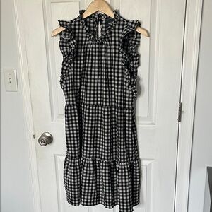 Maeve by Anthropologie Black and White Gingham Dress